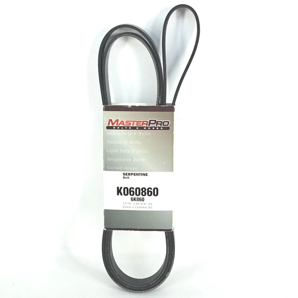 New MasterPro K060860 Serpentine Belt 6K860 Automotive Drive Belt 6 Rib 86-9/16